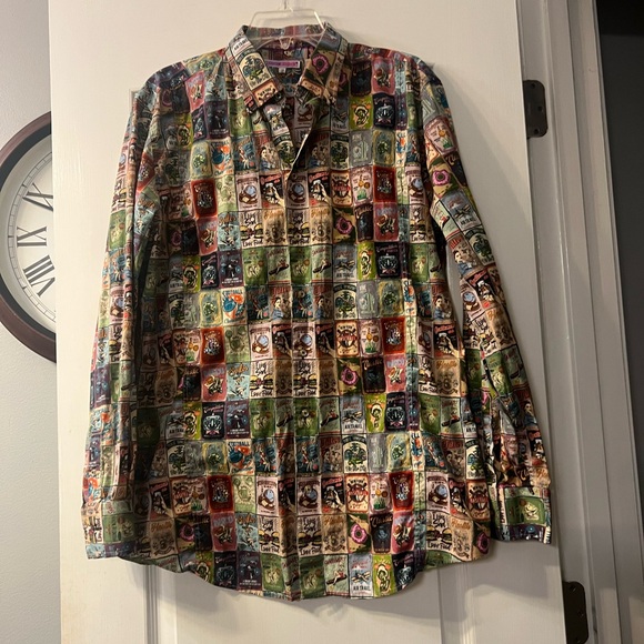 Cotton Doux vintage poster slim fit shirt size 43/17 - Picture 2 of 9